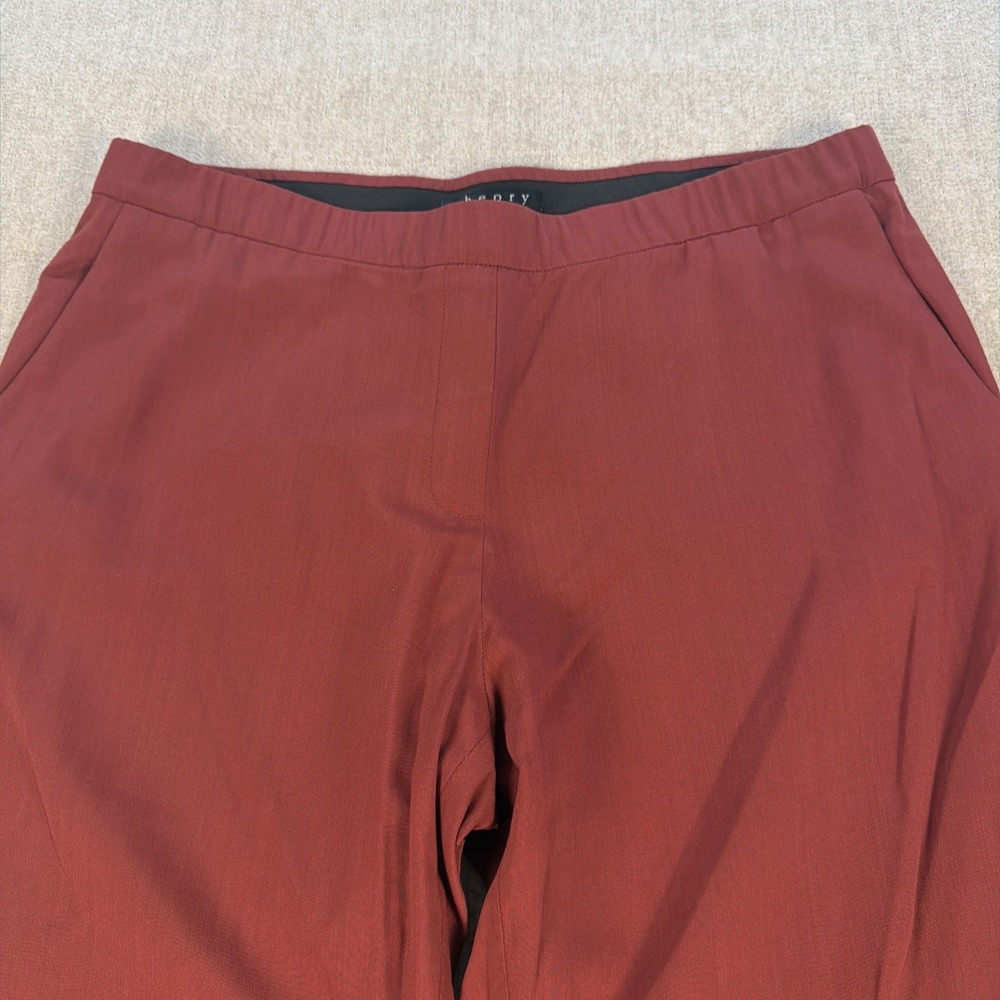Theory Wool Pants Women's Size 12 Burgundy Red Zip Ankle Pockets - Picture 2 of 11